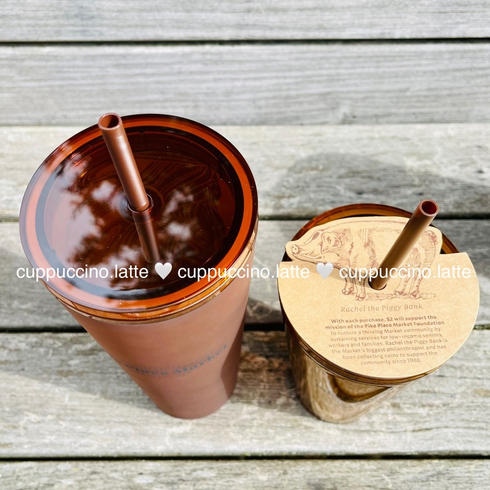 🤎NEW SET🤎2 Starbucks Pike Place Amber First Store Tumblers - Picture 4 of 5